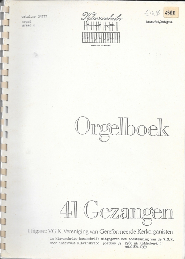 Orgelboek 41 Gezangen Voor De Gereformeerde Kerken In Nederland Orgel Center Roosendaal